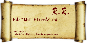 Réthi Richárd névjegykártya